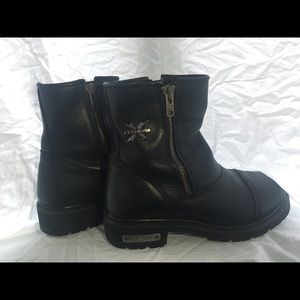 Black motor cycle riding boots